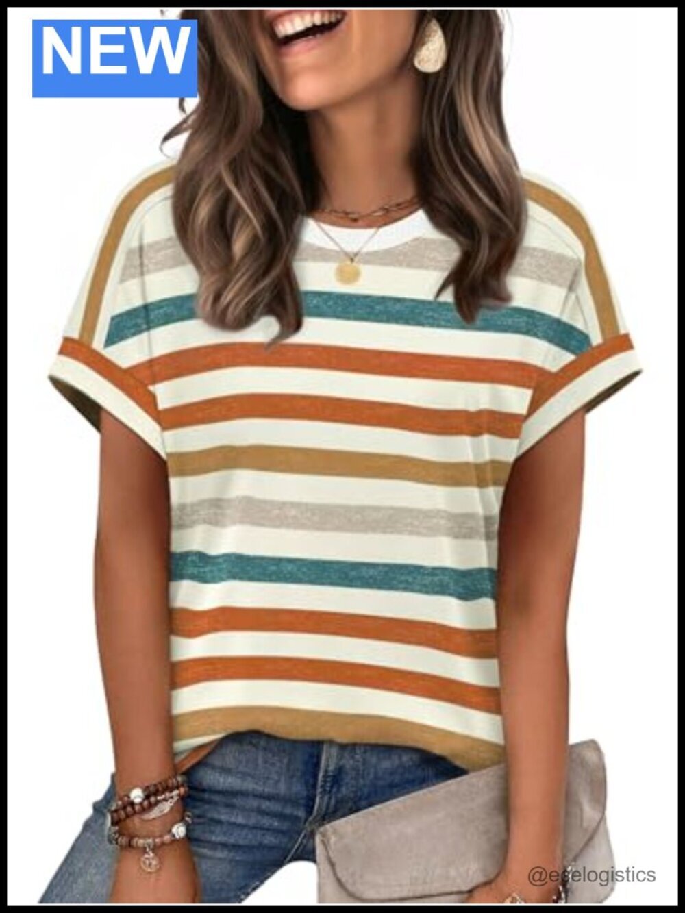 Crew Neck Short Sleeve T-Shirt Soft Stretchy Lightweight Top